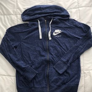 Nike blue Heathered full zip hoodie. Size medium
